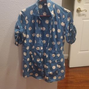 Sea foam blue green with white polka dots